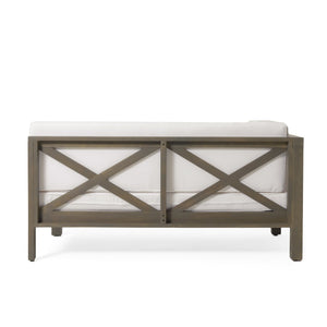 English Elm Brava Acacia Wood Outdoor Modular Sofa Set Mid-century Slatted Cross-back Patio Seating 57967-8-64489WHI-64496GRY