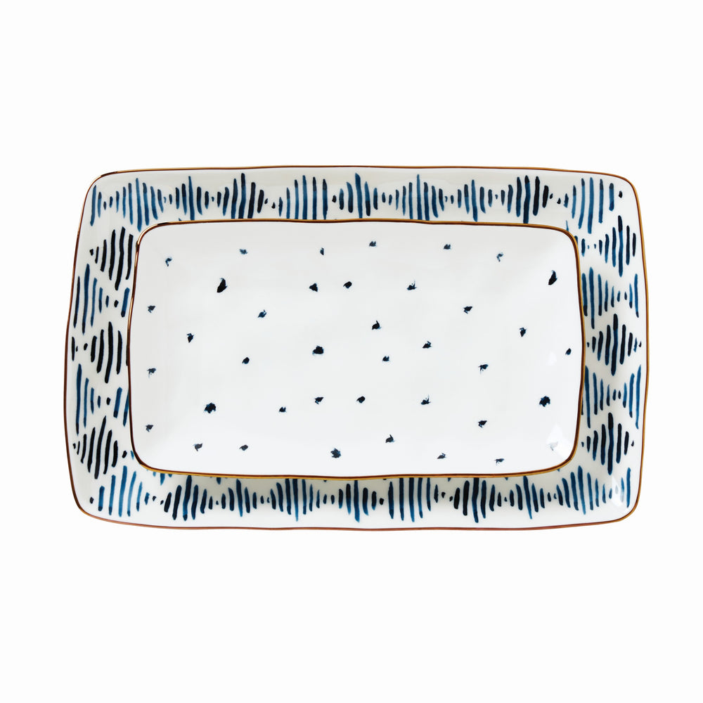 Lenox Blue Bay 2-Piece Nesting Platter Set Blue, WHITE PORCELAIN 893673