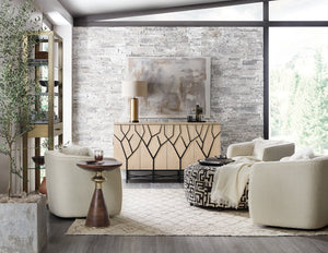 Hooker Furniture Melange Light Maple Entertainment Credenza With Resin Twig Doors, Integrated Power & Soft-Close Storage 628-55042-05