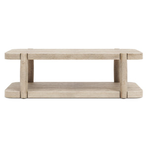 Bernhardt Bernhardt Antibes Roz Rustic Oak Cocktail Table With Sculptural Tapered Legs, Lower Shelf & Casters 350013