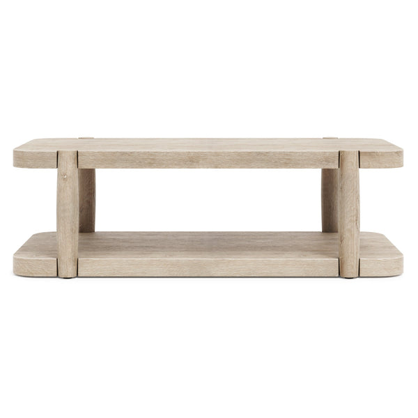 Bernhardt Bernhardt Antibes Roz Rustic Oak Cocktail Table With Sculptural Tapered Legs, Lower Shelf & Casters 350013