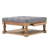 Homelegance By Top-Line Cadeo Baluster Pine Tufted Storage Ottoman Natural Pine