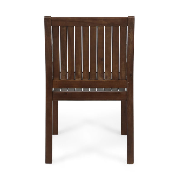 English Elm Wilson Solid Acacia Slatted Outdoor Dining Chairs Farmhouse Modern Patio Set of 2 61717.00DBRN