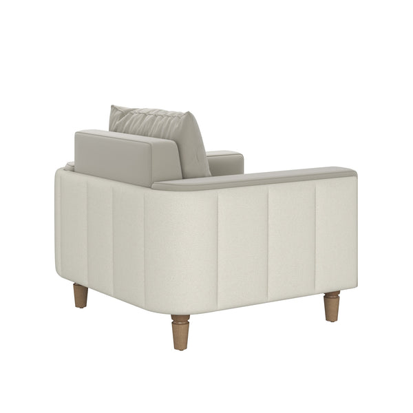 A.R.T. Furniture Barret Lounge Chair - Modern Velvet Elegance With Channeled Detailing & Luxe Sand Color For Style Beige Inside, Velvet Sand Colored Polyester Fabric,Outback In Faux,Leather Parchement Colored Material 735503-5911
