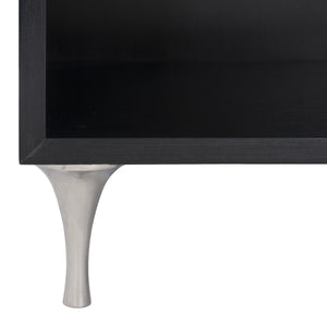Bernhardt Bernhardt Glamorous Two-Tone Nightstand With Floating Soft-Close Drawers, Usb Charging Port Eggshell; Onyx 34" W x 19" D x 30.13" H 307229