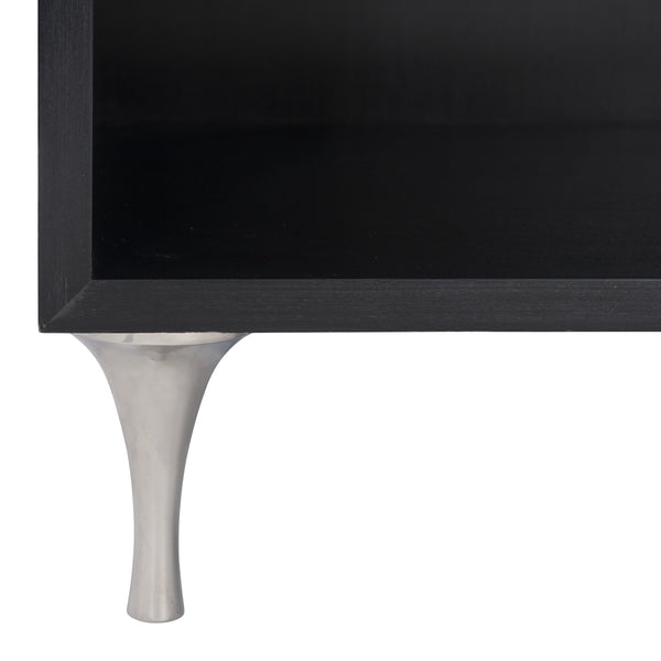 Bernhardt Bernhardt Glamorous Two-Tone Nightstand With Floating Soft-Close Drawers, Usb Charging Port Eggshell; Onyx 34" W x 19" D x 30.13" H 307229