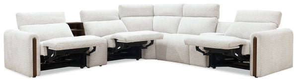 Hooker Furniture Anaheim Seven Piece Power Sectional White Performance Fabric Reclining Living Room Set SS900-7PC3-484