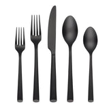 Cambridge Gilda Black 20-Piece Stainless Steel Flatware Set, Modern Brushed Finish