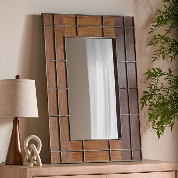 English Elm Christopher Knight Home® - MIRROR Rustic Brown Wood Wall Mirror 44x32in with 6in Depth | Farmhouse Decor, Durable Frame, Elegant Accent Piece 71749.00