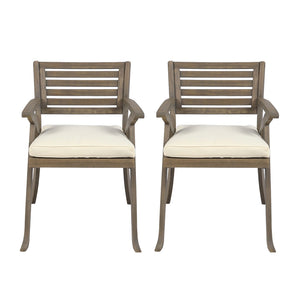 English Elm Helen Outdoor Acacia Hardwood Dining Chairs Curved Slat Back Patio Set of Two 54555.00GRY