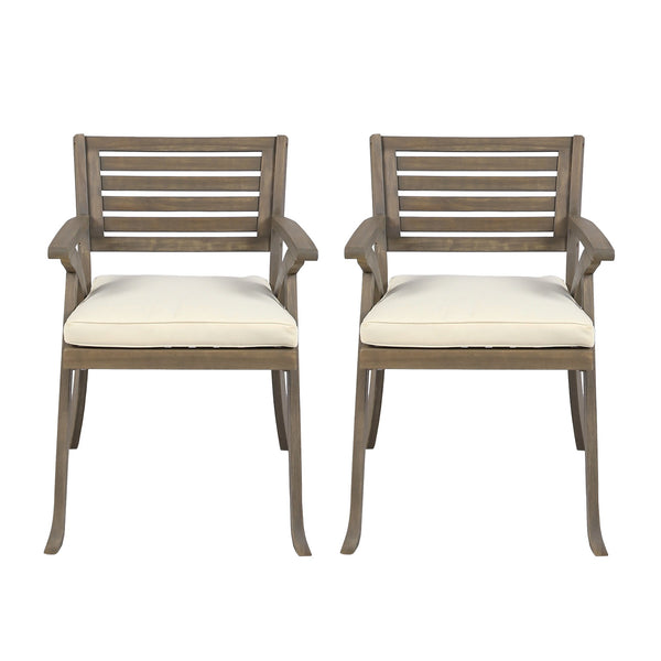 English Elm Helen Outdoor Acacia Hardwood Dining Chairs Curved Slat Back Patio Set of Two 54555.00GRY