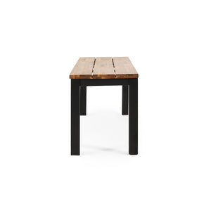 English Elm Lindsey Outdoor Acacia Wood Slat Bench with Metal Base for Patio and Garden Spaces 71986.00