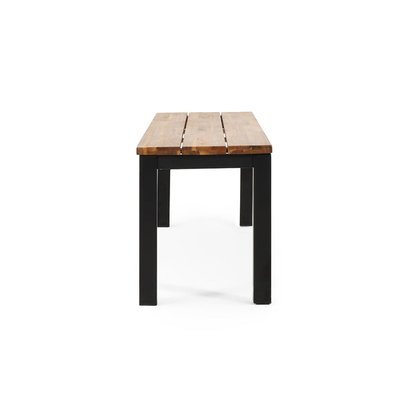 English Elm Lindsey Outdoor Acacia Wood Slat Bench with Metal Base for Patio and Garden Spaces 71986.00