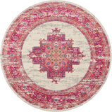 Nourison Passion PSN03 Machine Made Power-loomed Ornamental Border Indoor Only Bohemian Vintage Rug Ivory,Fuchsia, Pink and White 100% Polypropylene 99446259677