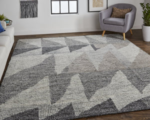 Feizy Rugs Alford Hand Knotted Wool Rug - Soft, Neutral Geometric Design Perfect For Modern Home Decor Ivory,Gray,Taupe Wool Alf6910fgry000p00