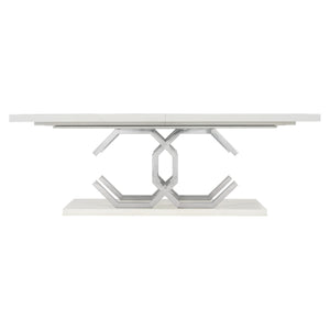 Bernhardt Bernhardt Silhouette Rectangular Dining Table — Eggshelled Hollywood Regency With Stainless Inlay & 20" Leaf Expansion K1581