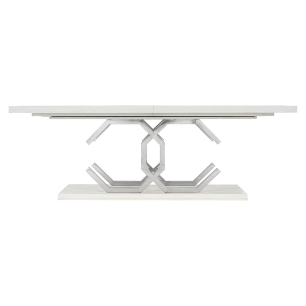 Bernhardt Bernhardt Silhouette Rectangular Dining Table — Eggshelled Hollywood Regency With Stainless Inlay & 20" Leaf Expansion K1581