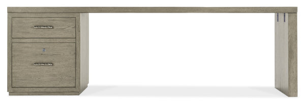 Hooker Furniture Linville 96" Desk In Smoked Mink Oak Veneer With Locking File Drawer And Expansive Workspace Medium Wood 6150-10946-85