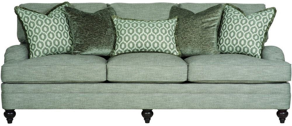 Bernhardt Bernhardt Tarleton Sofa — Spacious 96.5"W Plush Seating, Tailored Seams, Turned Wood Legs, 5 Pillows, Made-To-Order B4267G