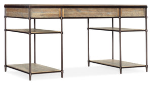 Hooker Furniture St. Armand Writing Desk Blends Solid Acacia And Brushed Pewter For Casual-Industrial Style & Smart Storage Light Wood 5601-10458-LTWD