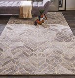 Feizy Rugs Asher Wool/Viscose Hand Tufted Industrial Rug Taupe/Gray/Ivory 12' x 15'
