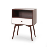 Christopher Knight Home® - Noble House - Burnett Mid-Century Modern Side Table, Brown and White