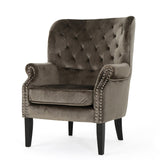 Christopher Knight Home® - Noble House - Tomlin Modern Glam Velvet Club Chair with Nailhead Trim