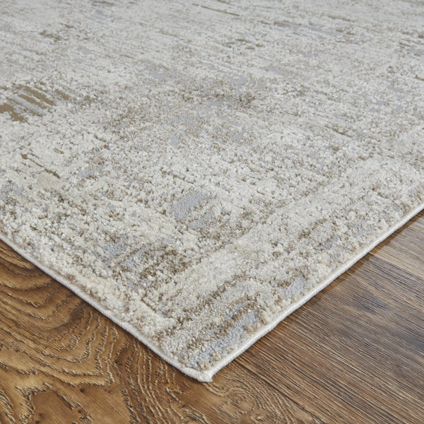 Feizy Rugs Vancouver Abstract Distressed Area Rug - Durable Polypropylene Blend For Contemporary Living Spaces Ivory,Gray,Tan Polypropylene,Polyester Vnr39fhfivygryf00