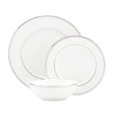 Federal Platinum 3-Piece Dining Set: Porcelain, Chip-Resistant, Dishwasher-Safe