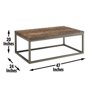 English Elm Steve Silver - Lorenza Distressed Chevron 3-Piece Table Set Brown — Rustic Honey Finish, Sturdy Iron Base, Versatile Decor B081S00382