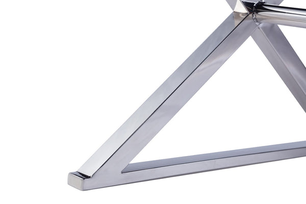 Pasargad Luxe Faux Leather Bench With Stainless Steel Base - Elegant Seating For Any Space Black Faux Leather Y-1006b