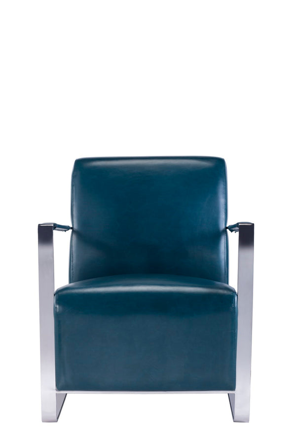 Pasargad Luxe Faux Leather Armchair With Chrome Base For Modern Comfort And Stylish Decor Upgrade Teal Faux Leather Y-1012g