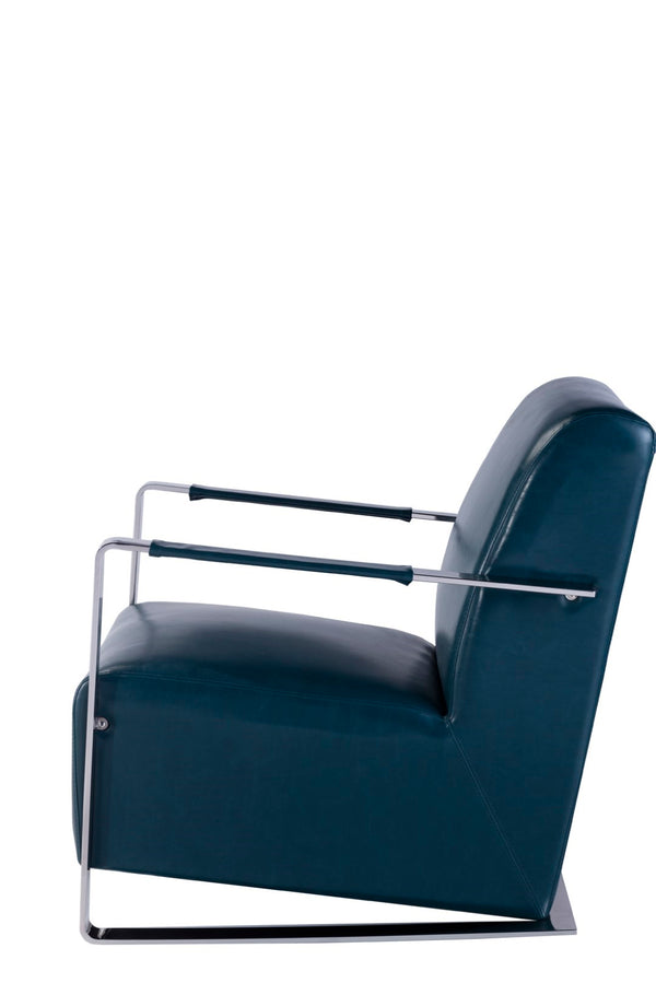 Pasargad Luxe Faux Leather Armchair With Chrome Base For Modern Comfort And Stylish Decor Upgrade Teal Faux Leather Y-1012g