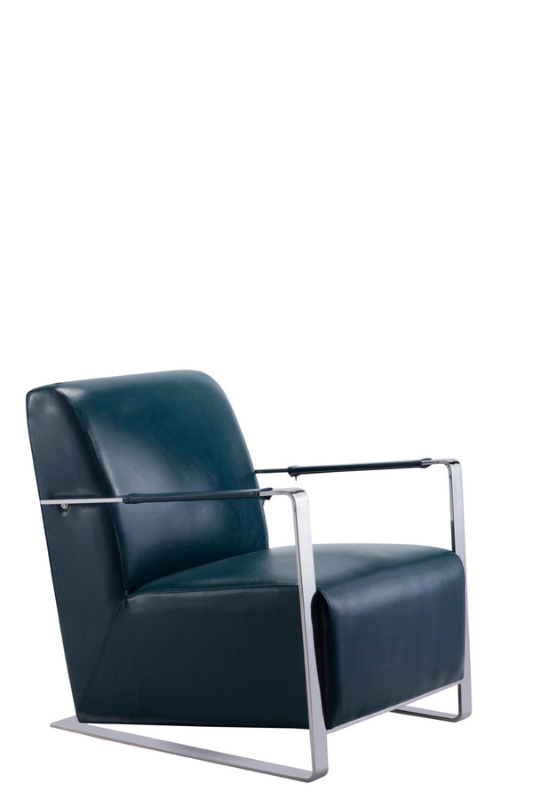 Pasargad Luxe Faux Leather Armchair With Chrome Base For Modern Comfort And Stylish Decor Upgrade Teal Faux Leather Y-1012g