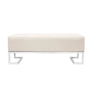 Pasargad Home Luxe Upholstered Bench – Elegant Ivory Seating With Sturdy Stainless Steel Legs Ivory Polyester Y-1036