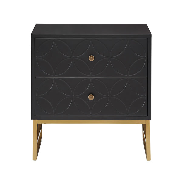 Homelegance By Top-Line Bellamy Arched Diamond Gold Metal End Table Black Engineered Wood