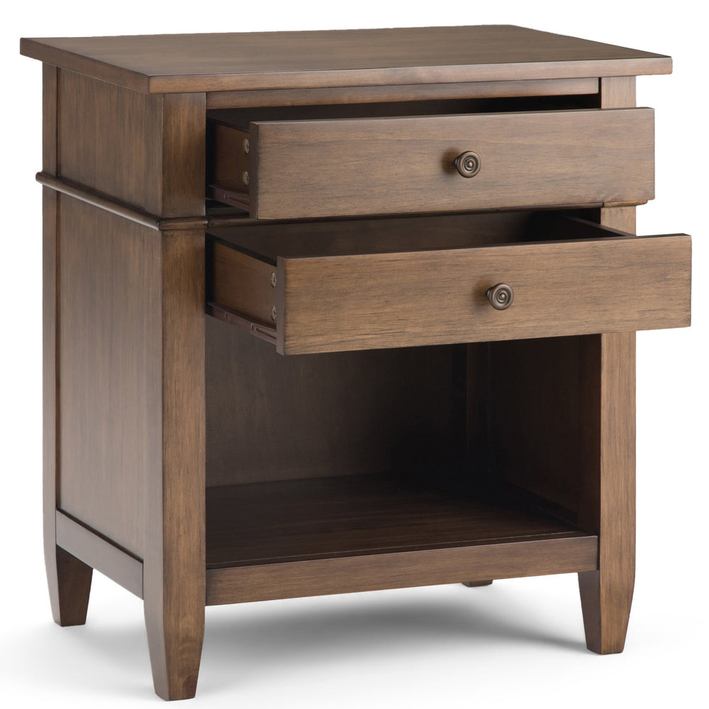 English Elm Carlton Rustic Natural Aged Brown Bedside Table - Handcrafted Storage Nightstand For Versatile Style B136P158141