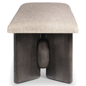 Bernhardt Bernhardt Geneve Sculptural Oak Upholstered Bench for Entryway or Bedroom End 392508