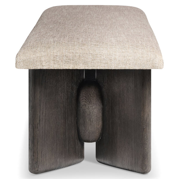 Bernhardt Bernhardt Geneve Sculptural Oak Upholstered Bench for Entryway or Bedroom End 392508