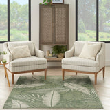 Nourison Garden Oasis GOA02 Machine Made Power-loomed Borderless Design Indoor/Outdoor Outdoor Tropical Rug Green Ivory, Green Ivory 100% Polypropylene 99446943583