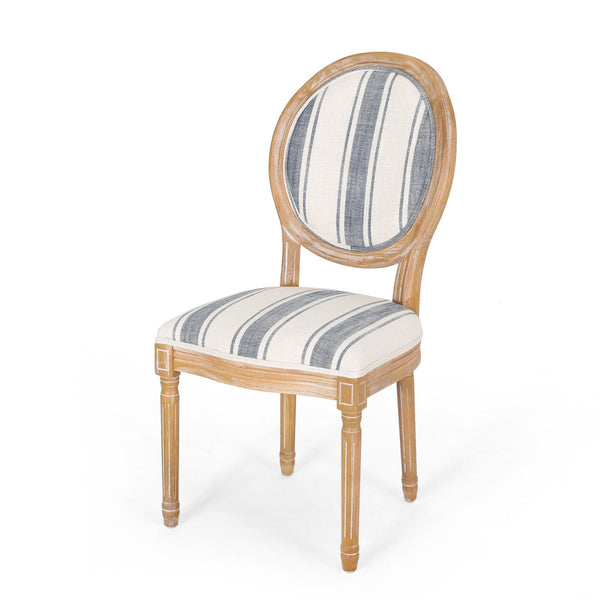 English Elm Christopher Knight Home® - Kd French Country Upholstered Dining Chair – Elegant Blue Accent With Iconic Round Backrest & Comfort 60352.00DBLULNN