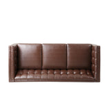 Christopher Knight Home® - Noble House - Pondway Contemporary Faux Leather Tufted 3 Seater Sofa