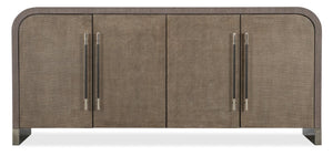 Hooker Furniture Modern Mood Buffet With Raffia-Wrapped Doors, Quartered Oak Veneers, Integrated Power & Soft-Close Storage Medium Brown 6850-75900-89
