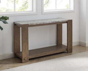 English Elm Steve Silver - Libby Sintered Stone Sofa Table – Rustic Handcrafted Console With Durable Brown Finish & Versatile Use B081P157711-GIGA
