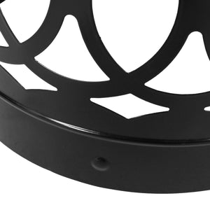 English Elm Outdoor Powder-coated Iron End Table with Geometric Cutout Design for Patio Lounging Black 73607.00BLK