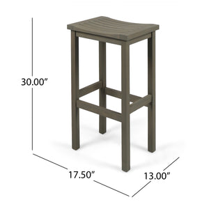 English Elm Christopher Knight Home® - CARIBBEAN Acacia Wood 30" Outdoor Barstool Set of 2 — Weather-Resistant Saddle Seats, Slat Design Grey 61426.00GRY