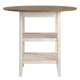 Homelegance By Top-Line Theordore Antique Finish 2 Side Drop Leaf Round Counter Height Table White Rubberwood