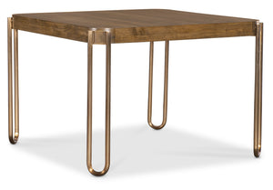 Hooker Furniture Commerce and Market Square Walnut Veneer Dining Table with Bronze Metal Base 7228-75028-85