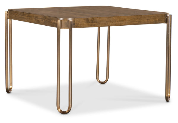Hooker Furniture Commerce and Market Square Walnut Veneer Dining Table with Bronze Metal Base 7228-75028-85