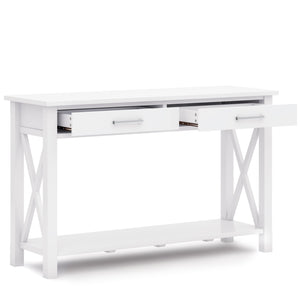 English Elm Kitchener Console Sofa Table - Stylish White Wood, Contemporary Design With Storage & Elegance B136P158767